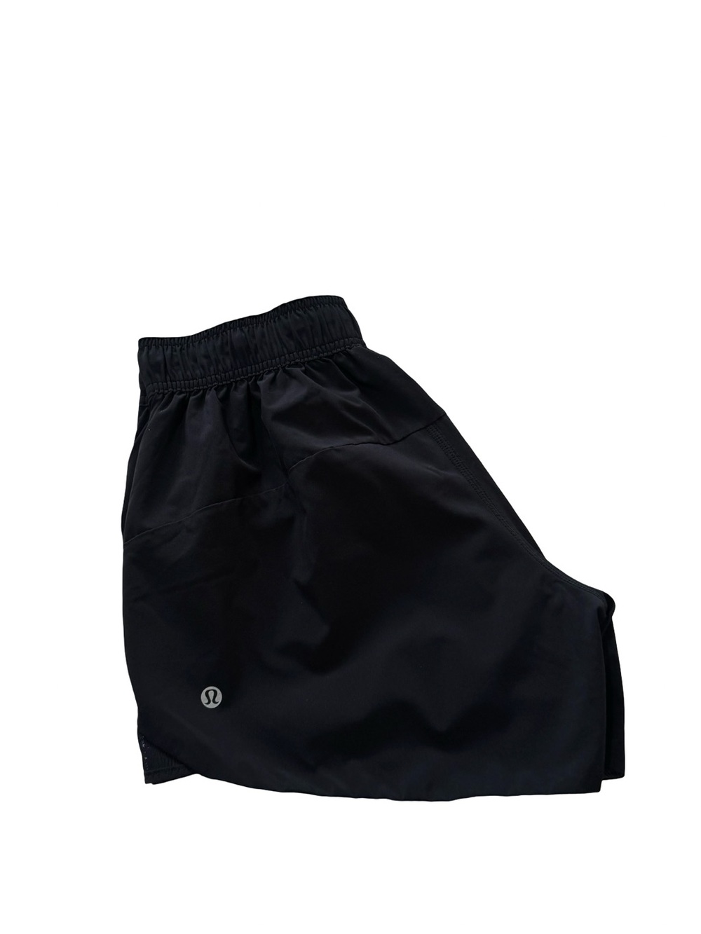 Lululemon Black Running Shorts Size 6 Reflective Logo Drawstring Athletic